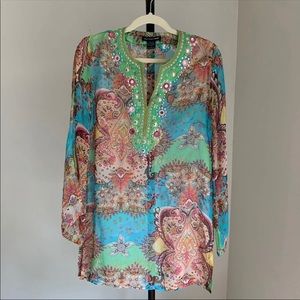 Sheer Beach Coverup Saint Tropez West Tunic Long Sheer Paisley Tunic Top